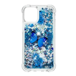 Case iPhone 13 Glitter Blue Butterflies