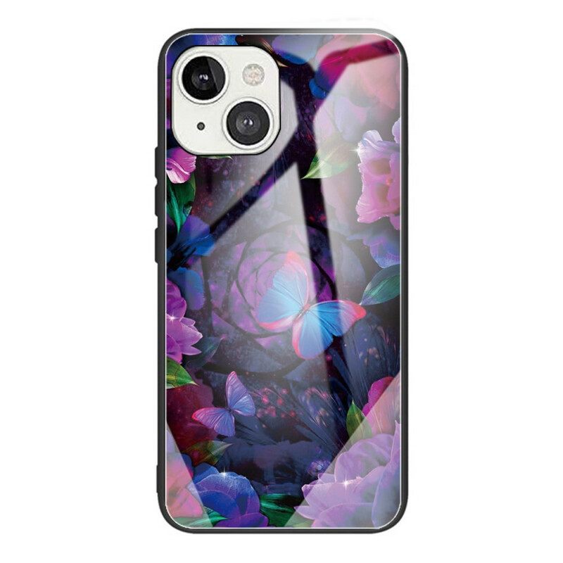 Case iPhone 13 Tempered Glass Butterflies Variation