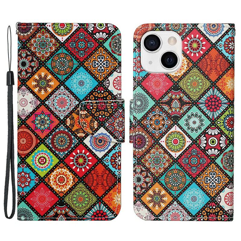 Kotelot iPhone 13 Patchwork Mandalas Kaulanauhalla