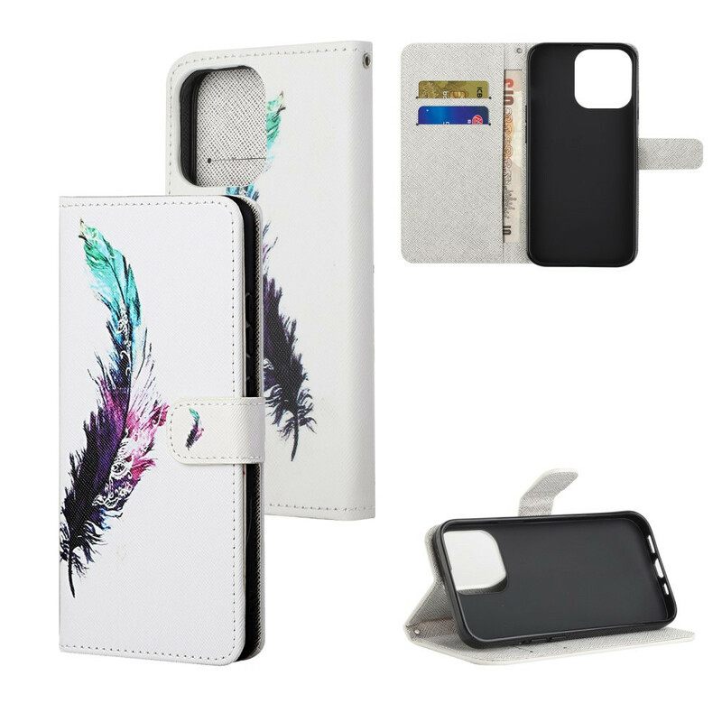 Kotelot iPhone 13 Suojaketju Kuori Feather Kaulanauhalla