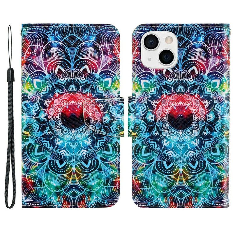 Kotelot iPhone 13 Suojaketju Kuori Flashy Mandala Hihnalla