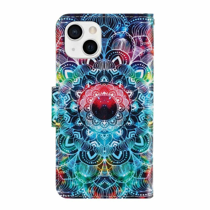 Kotelot iPhone 13 Suojaketju Kuori Flashy Mandala Hihnalla