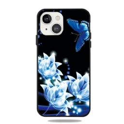 Kuori iPhone 13 Butterfly Ja Blue Flowers