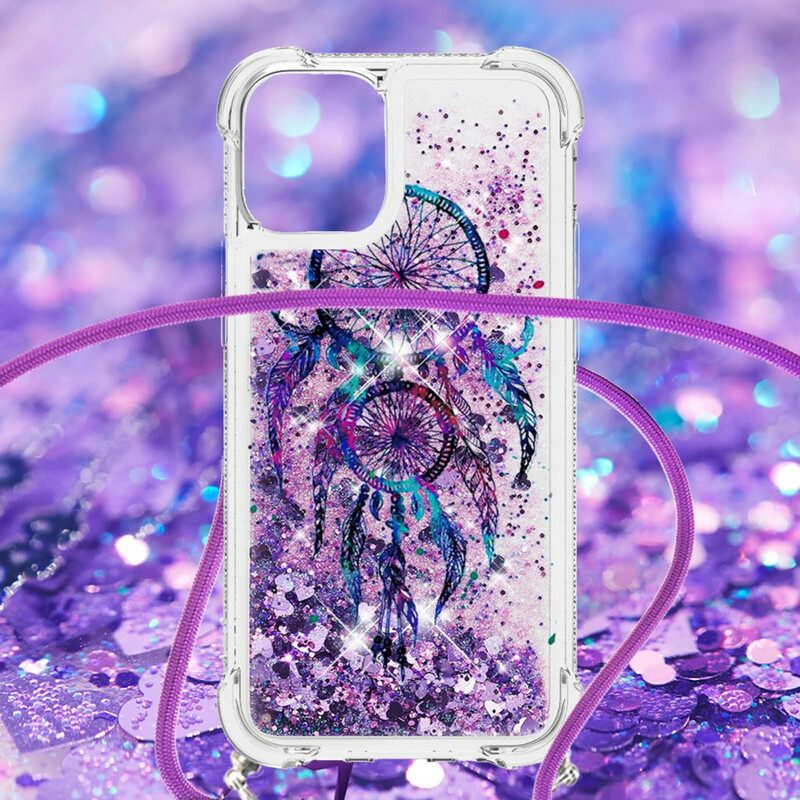 Kuori iPhone 13 Kiristysnyörillä Dreamcatcher Glitter Kiristysnauha