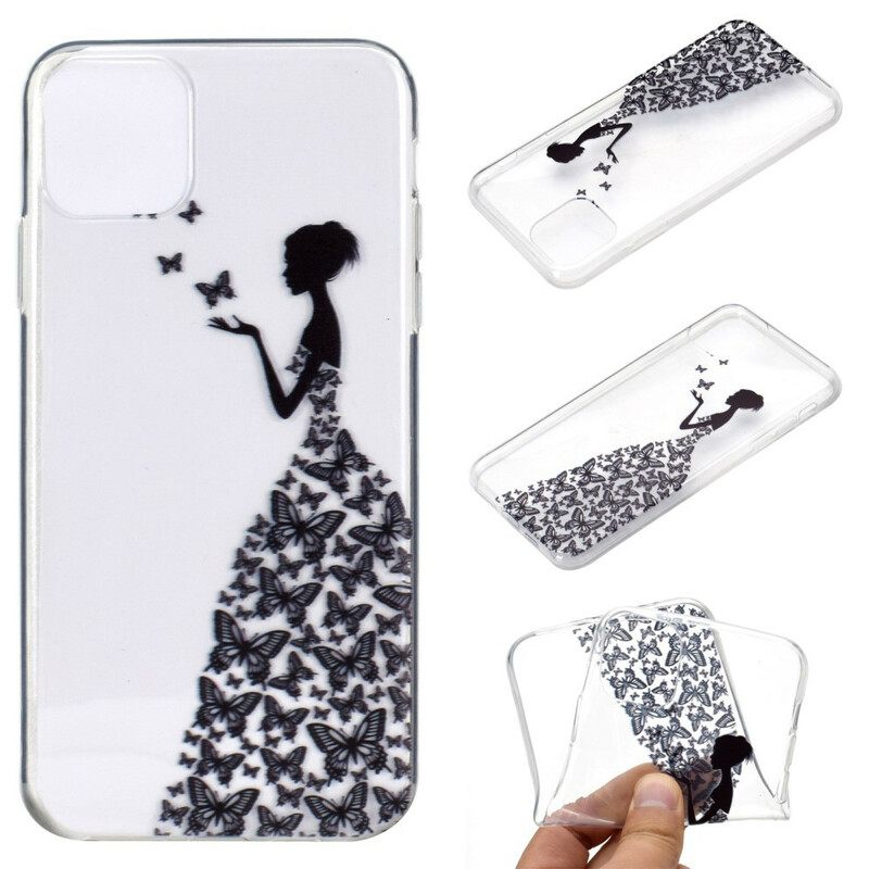 Kuori iPhone 13 Transparent Butterflies Mekko