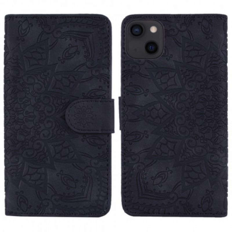 Nahkakotelo iPhone 13 Barokki Mandala