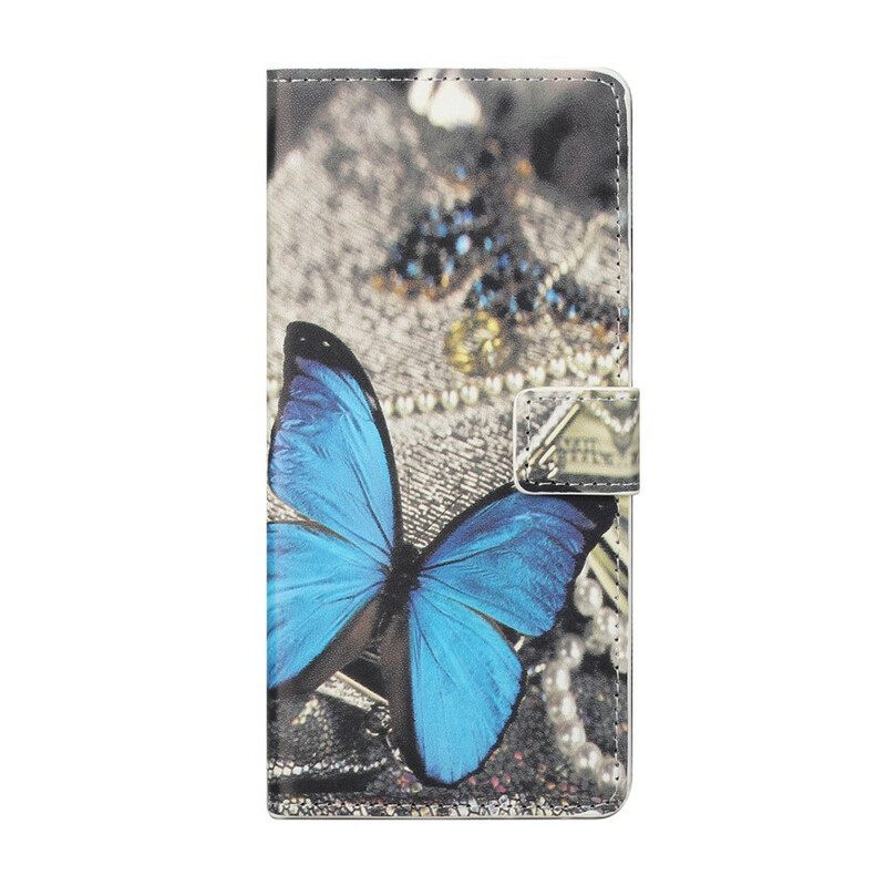 Nahkakotelo iPhone 13 Blue Butterfly