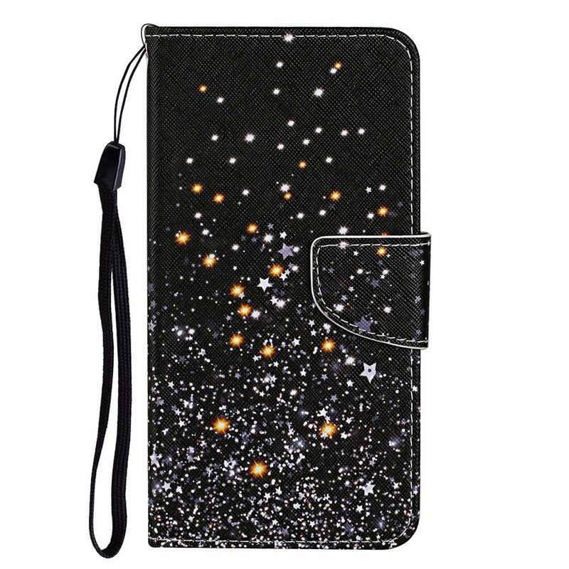 Nahkakotelo iPhone 13 Stars And Sequins With Lanyard