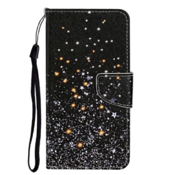 Nahkakotelo iPhone 13 Stars And Sequins With Lanyard