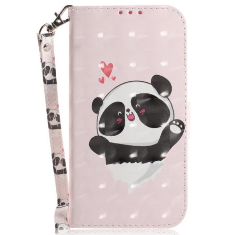 Kotelot iPhone 15 Plus Suojaketju Kuori Panda Love Hihnalla