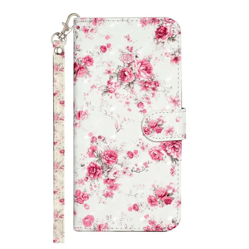 Flip Case iPhone 13 Pro Max Suojaketju Kuori Strap Light Spot Flowers