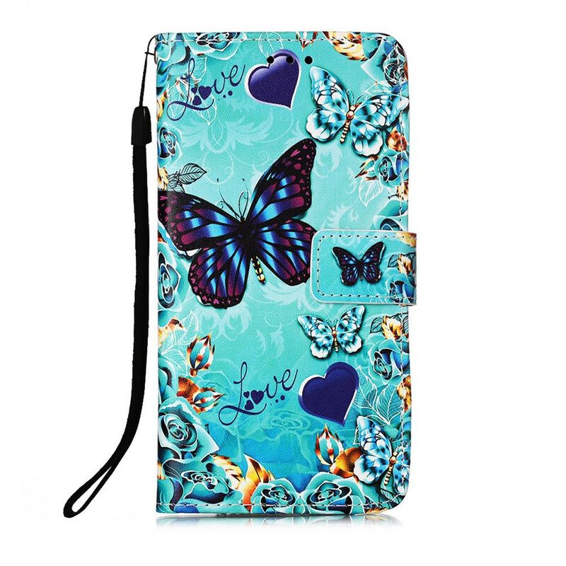 Kotelot iPhone 13 Pro Max Suojaketju Kuori Love Butterflies In Strap