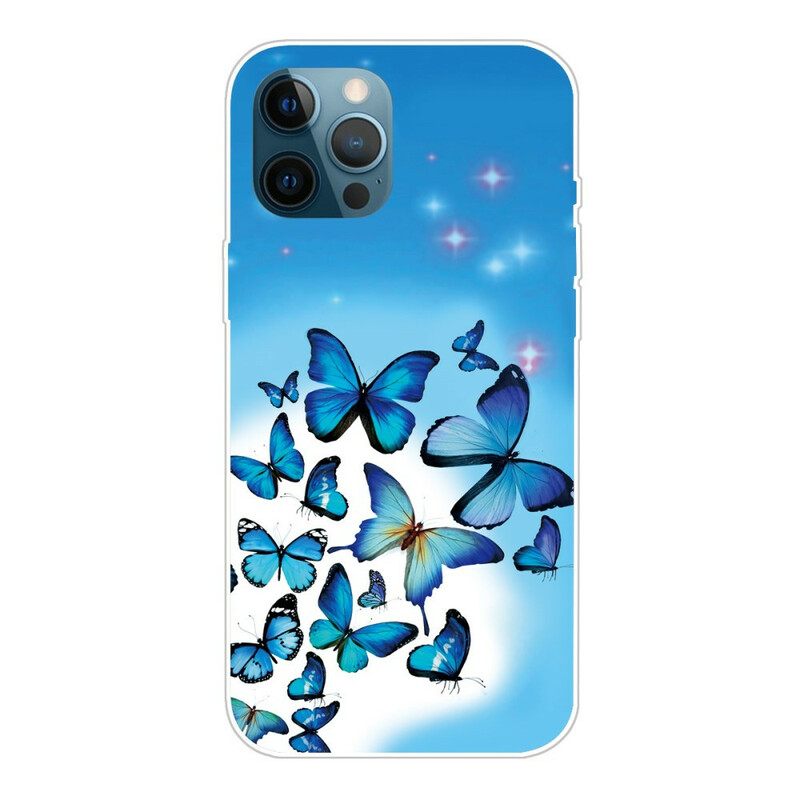 Kuori iPhone 13 Pro Max Blue Butterflies