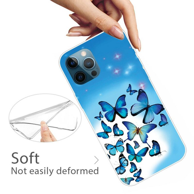 Kuori iPhone 13 Pro Max Blue Butterflies