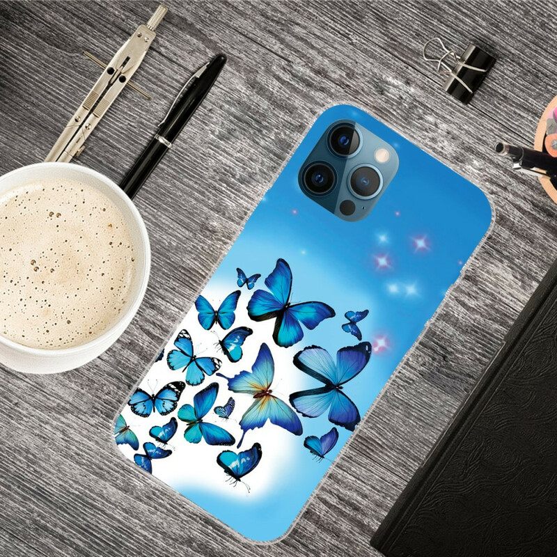 Kuori iPhone 13 Pro Max Blue Butterflies