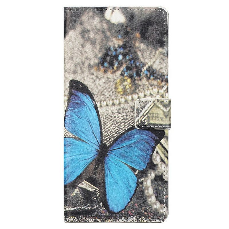 Nahkakotelo iPhone 13 Pro Max Blue Butterfly