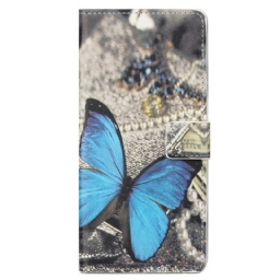 Nahkakotelo iPhone 13 Pro Max Blue Butterfly