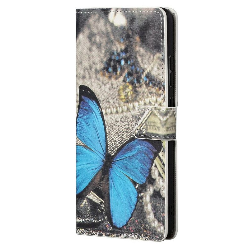 Nahkakotelo iPhone 13 Pro Max Blue Butterfly