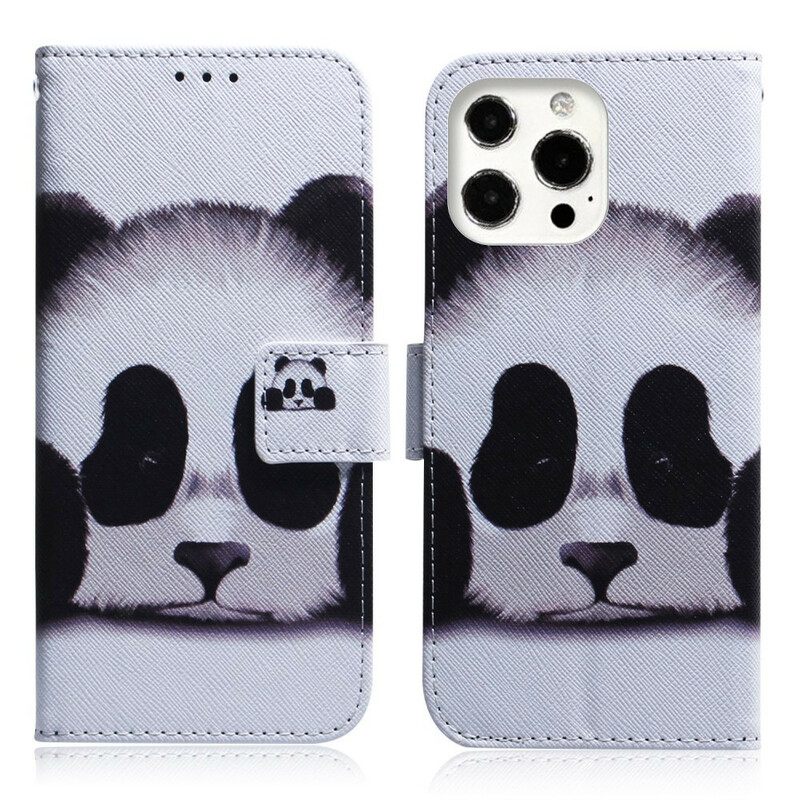 Nahkakotelo iPhone 13 Pro Max Panda Kasvot