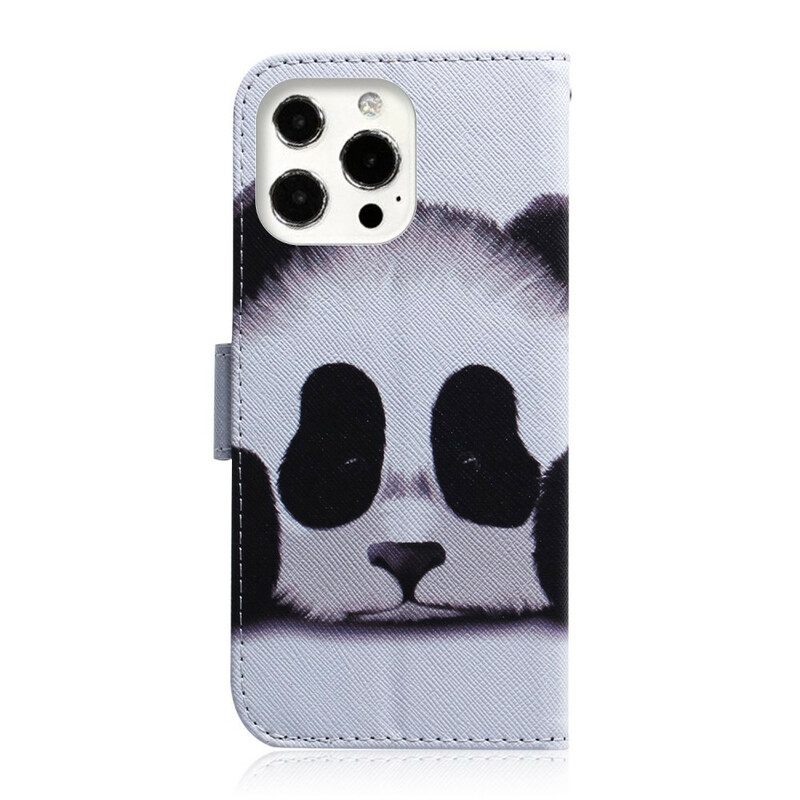 Nahkakotelo iPhone 13 Pro Max Panda Kasvot