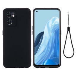 Case Oppo Find X5 Lite Nestemäinen Silikoni Kaulanauhalla