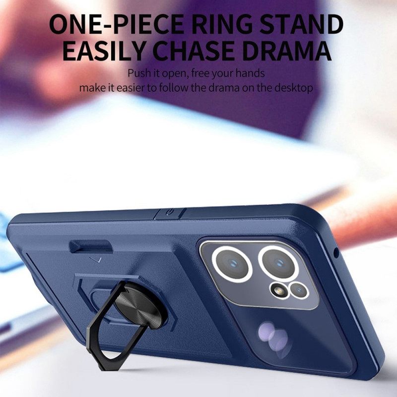 Case Oppo Find X5 Lite Ring-tuki Ja Kortinhaltija