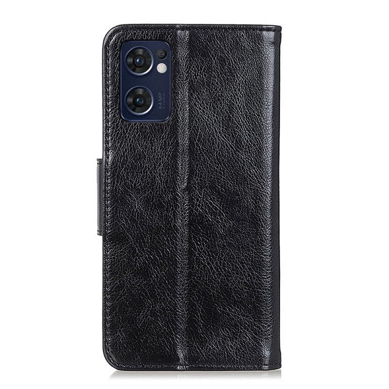 Flip Case Oppo Find X5 Lite Haljattu Nappanahka