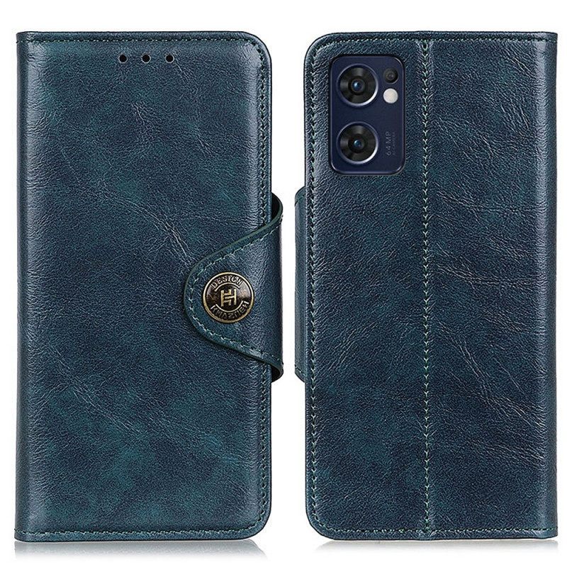 Flip Case Oppo Find X5 Lite Keinonahkapatenttipainike Khazneh