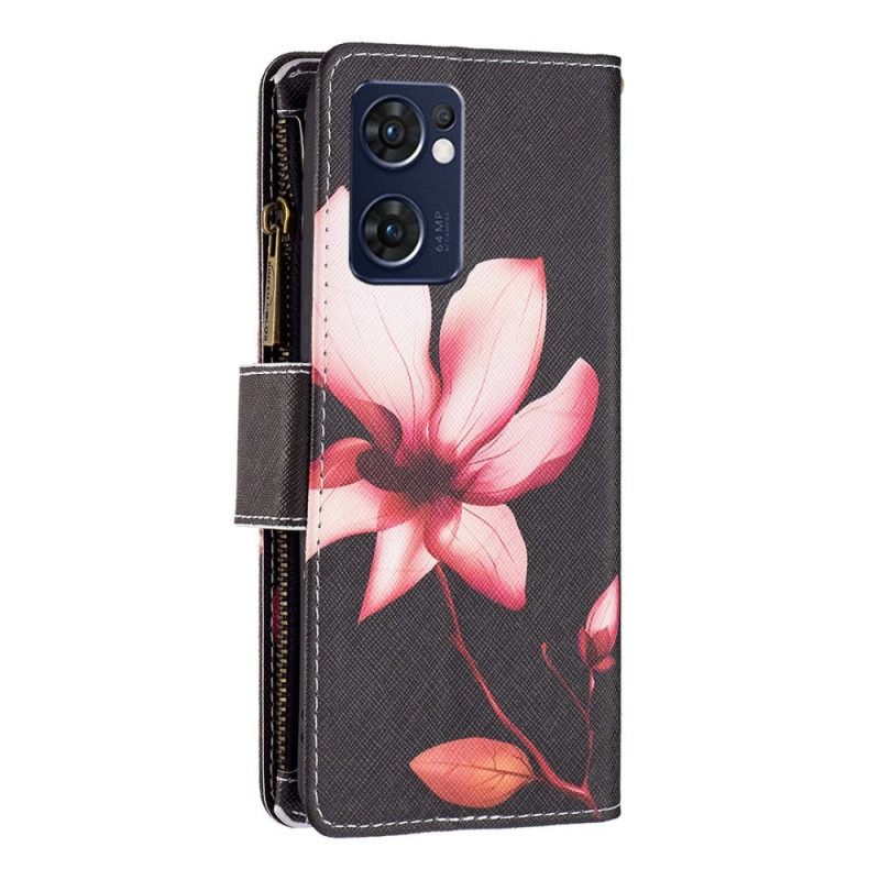 Kotelot Oppo Find X5 Lite Flower Vetoketjullinen Tasku