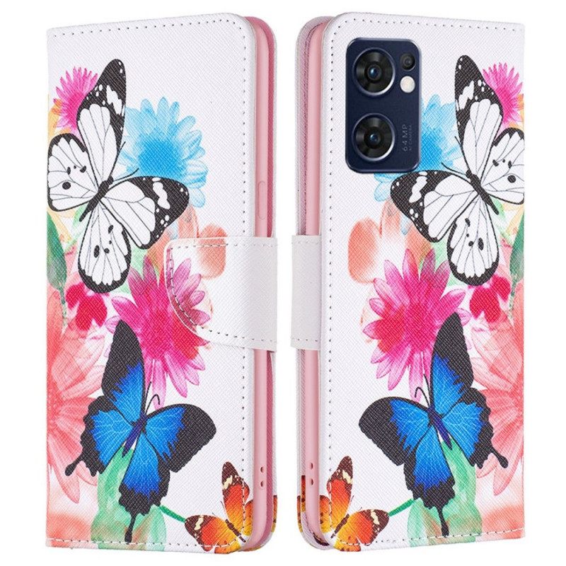 Kotelot Oppo Find X5 Lite Painted Butterflies