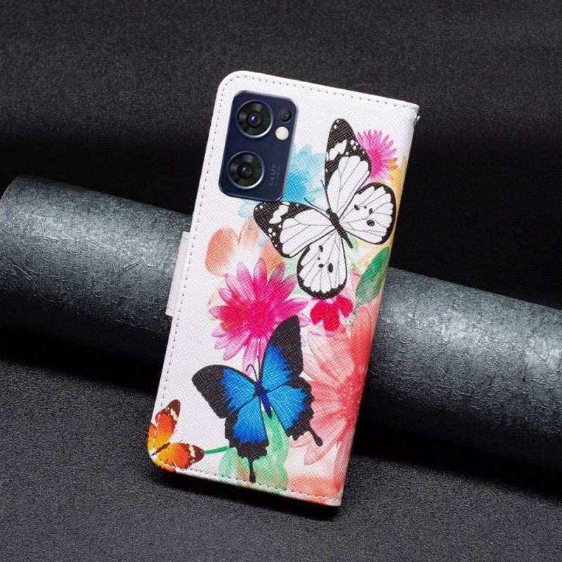 Kotelot Oppo Find X5 Lite Painted Butterflies