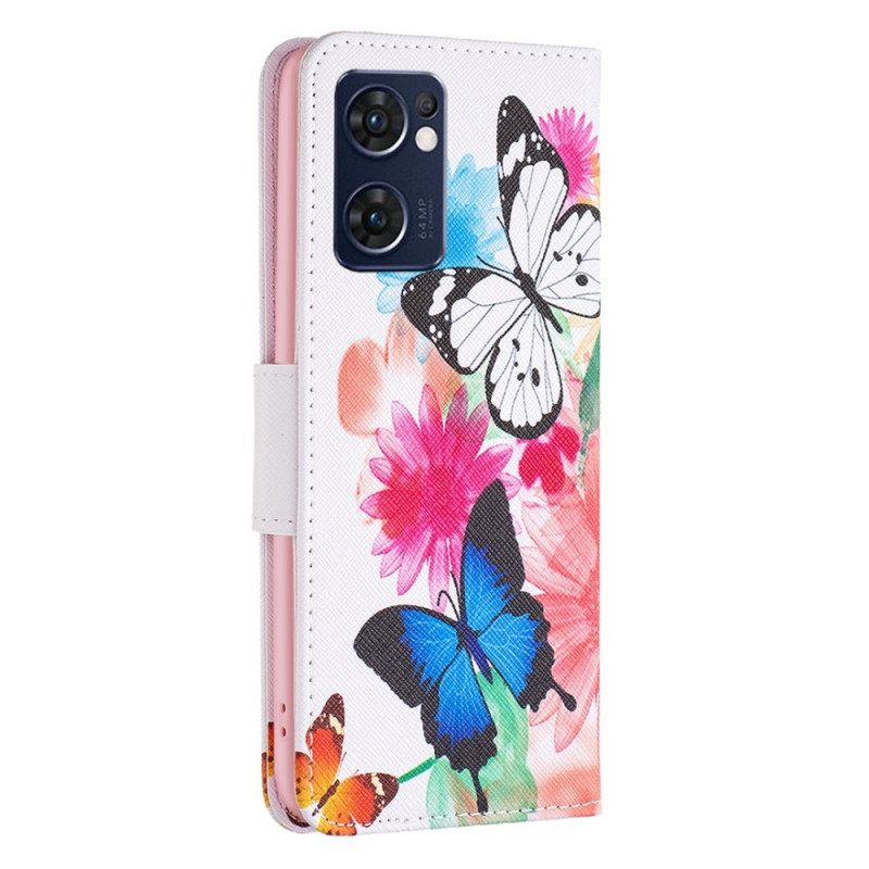 Kotelot Oppo Find X5 Lite Painted Butterflies