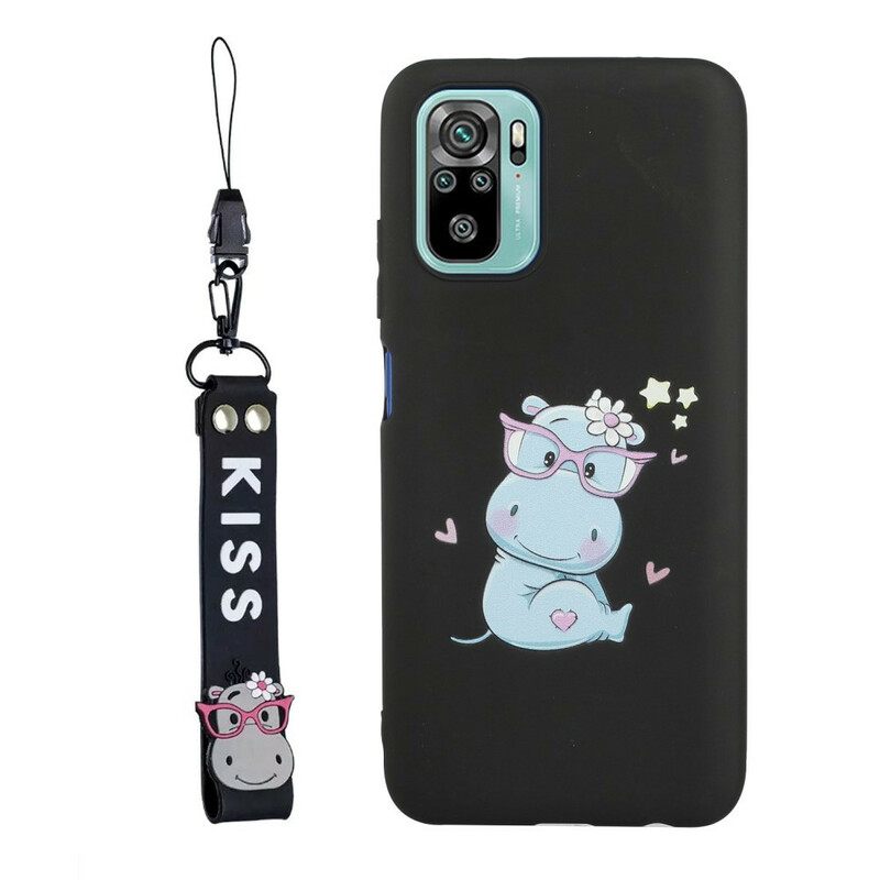 Case Xiaomi Redmi Note 10 / 10S Hippopotamus Ja Lanyard Kiss