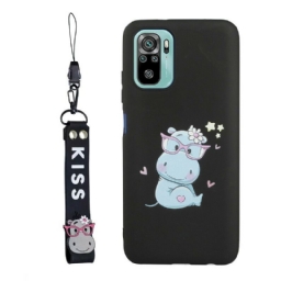 Case Xiaomi Redmi Note 10 / 10S Hippopotamus Ja Lanyard Kiss