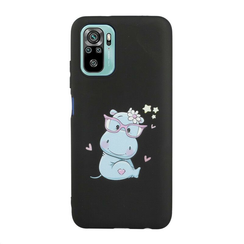 Case Xiaomi Redmi Note 10 / 10S Hippopotamus Ja Lanyard Kiss