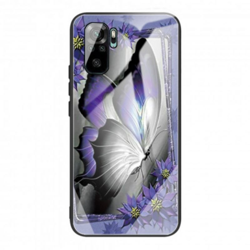 Case Xiaomi Redmi Note 10 / 10S Purple Butterfly Karkaistu Lasi