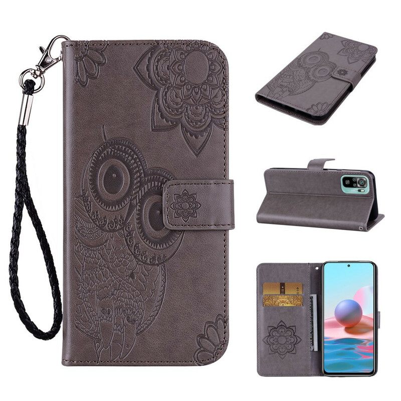 Kotelot Xiaomi Redmi Note 10 / 10S Owl Mandala Ja Lanyard