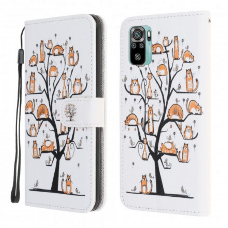 Kotelot Xiaomi Redmi Note 10 / 10S Suojaketju Kuori Funky Cats Hihnalla