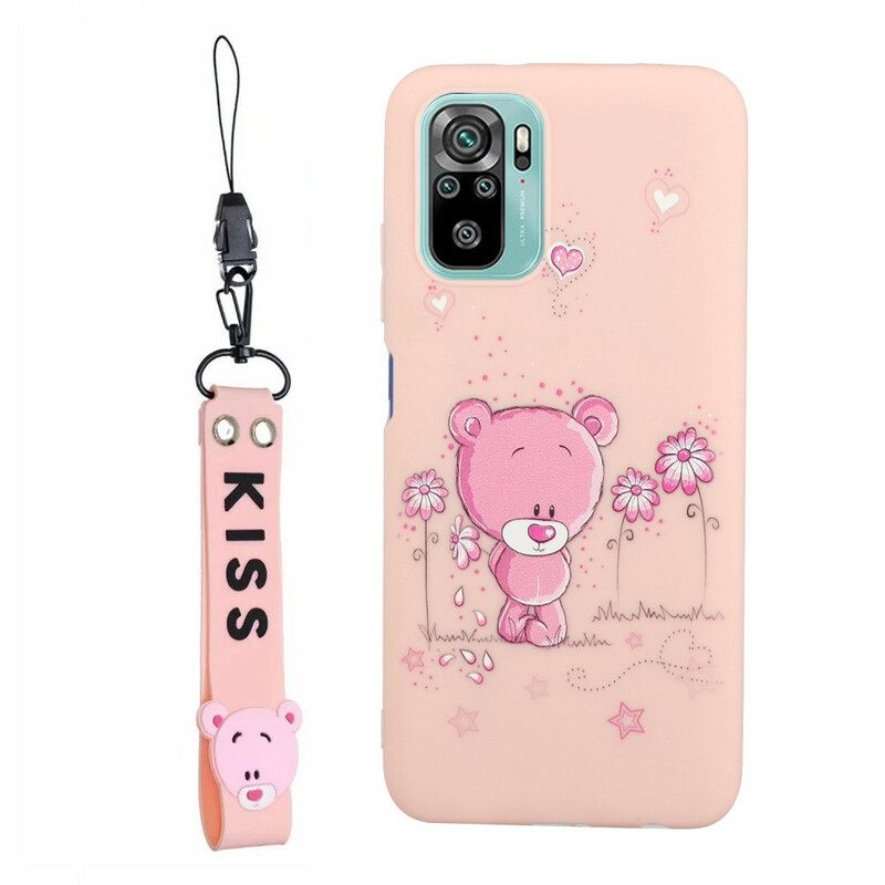 Kuori Xiaomi Redmi Note 10 / 10S Bear Kiss Lanyardin Kanssa