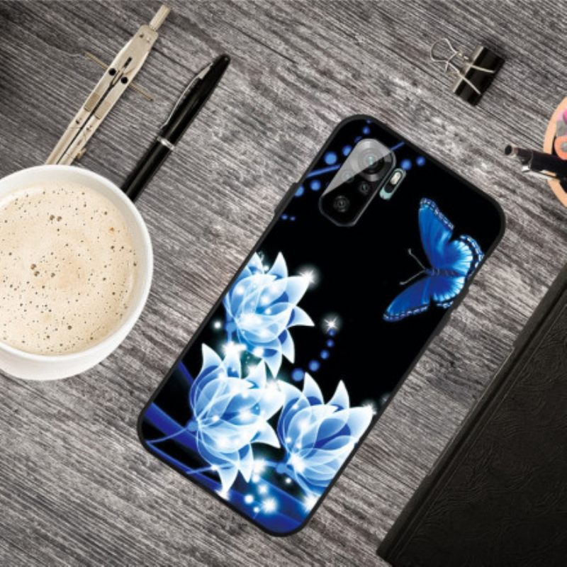 Kuori Xiaomi Redmi Note 10 / 10S Butterfly Ja Blue Flowers