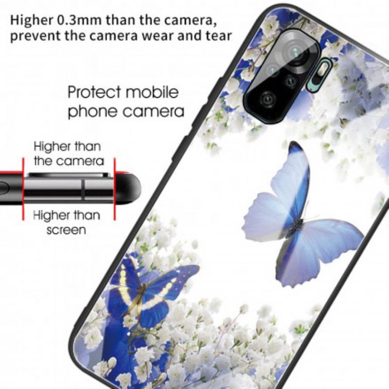 Kuori Xiaomi Redmi Note 10 / 10S Tempered Glass Butterflies Design