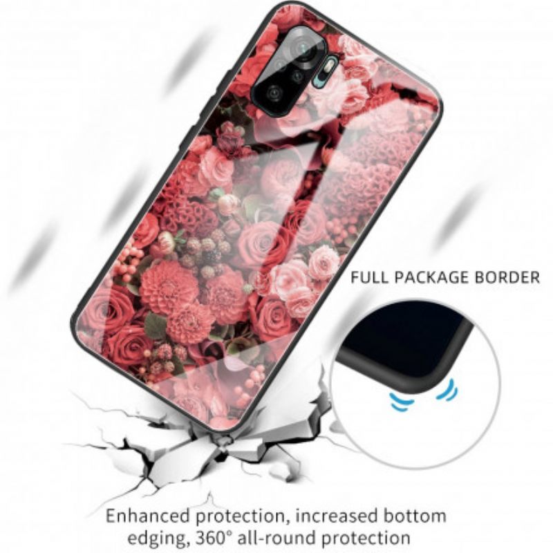 Kuori Xiaomi Redmi Note 10 / 10S Tempered Glass Rose Flowers