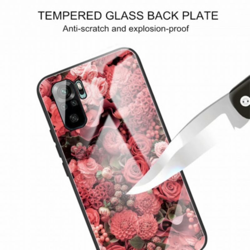 Kuori Xiaomi Redmi Note 10 / 10S Tempered Glass Rose Flowers