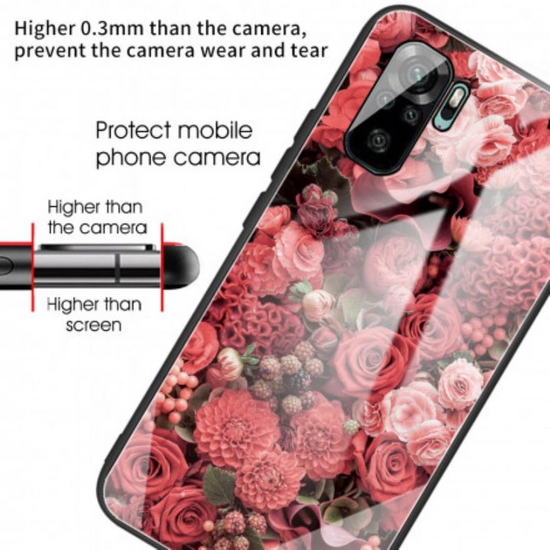 Kuori Xiaomi Redmi Note 10 / 10S Tempered Glass Rose Flowers