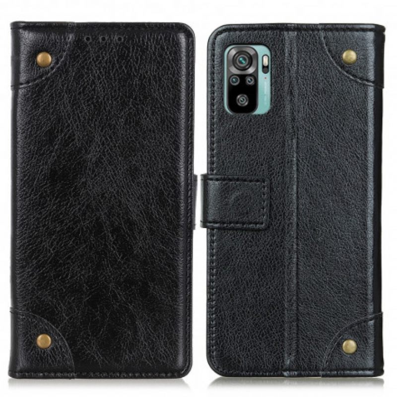 Nahkakotelo Xiaomi Redmi Note 10 / 10S Style Nappan Nahkaiset Vintage-niitit