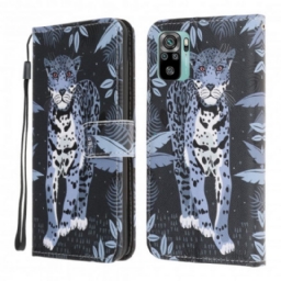 Nahkakotelo Xiaomi Redmi Note 10 / 10S Suojaketju Kuori Leopard Hihnalla