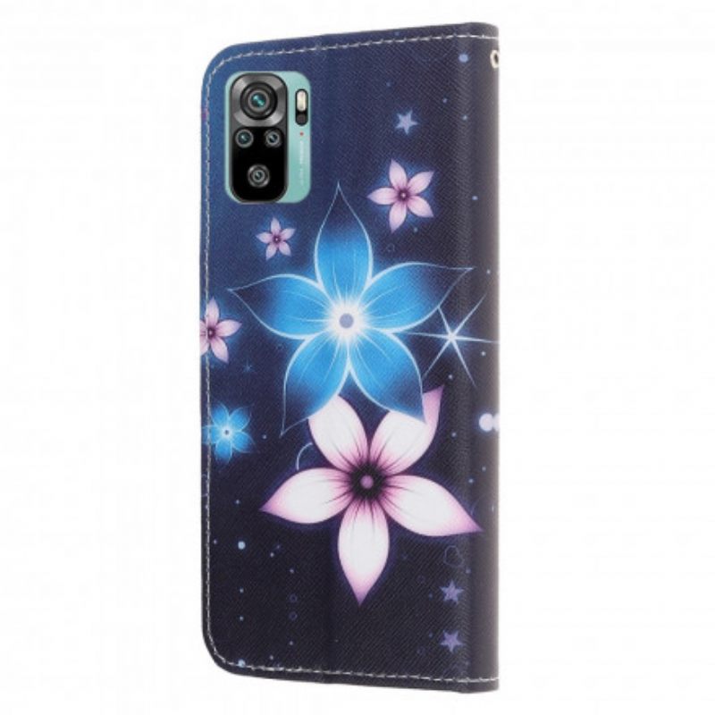 Nahkakotelo Xiaomi Redmi Note 10 / 10S Suojaketju Kuori Lunar Strap Flowers