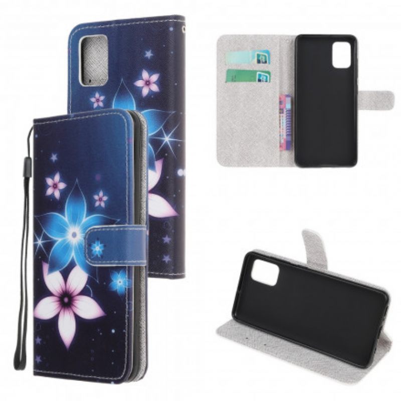 Nahkakotelo Xiaomi Redmi Note 10 / 10S Suojaketju Kuori Lunar Strap Flowers