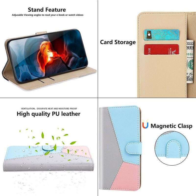 Nahkakotelo Xiaomi Redmi Note 10 / 10S Tricolor Leather Effect