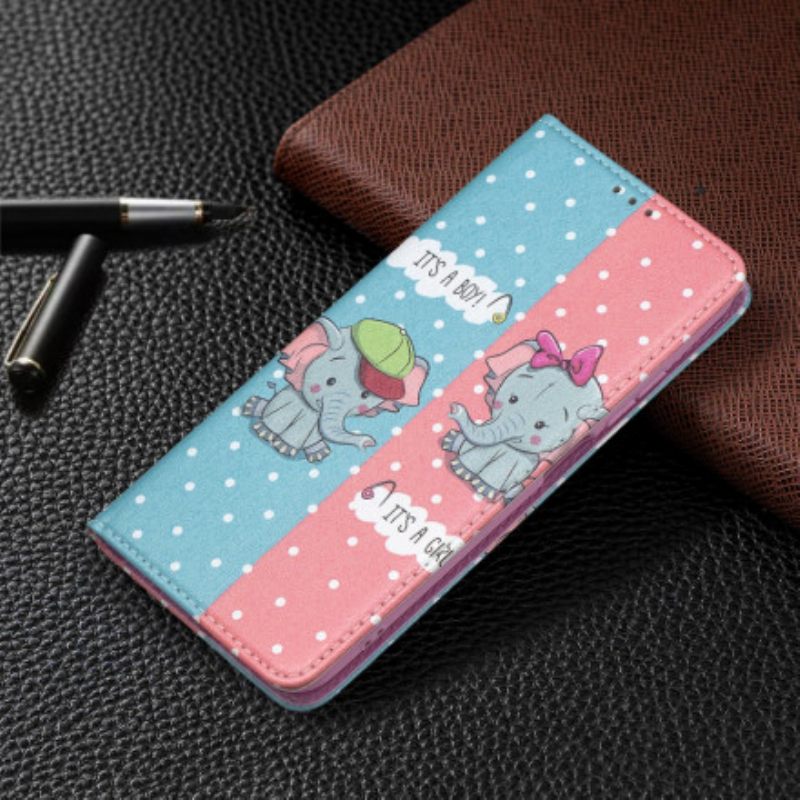 Puhelinkuoret Xiaomi Redmi Note 10 / 10S Kotelot Flip Baby Elephants